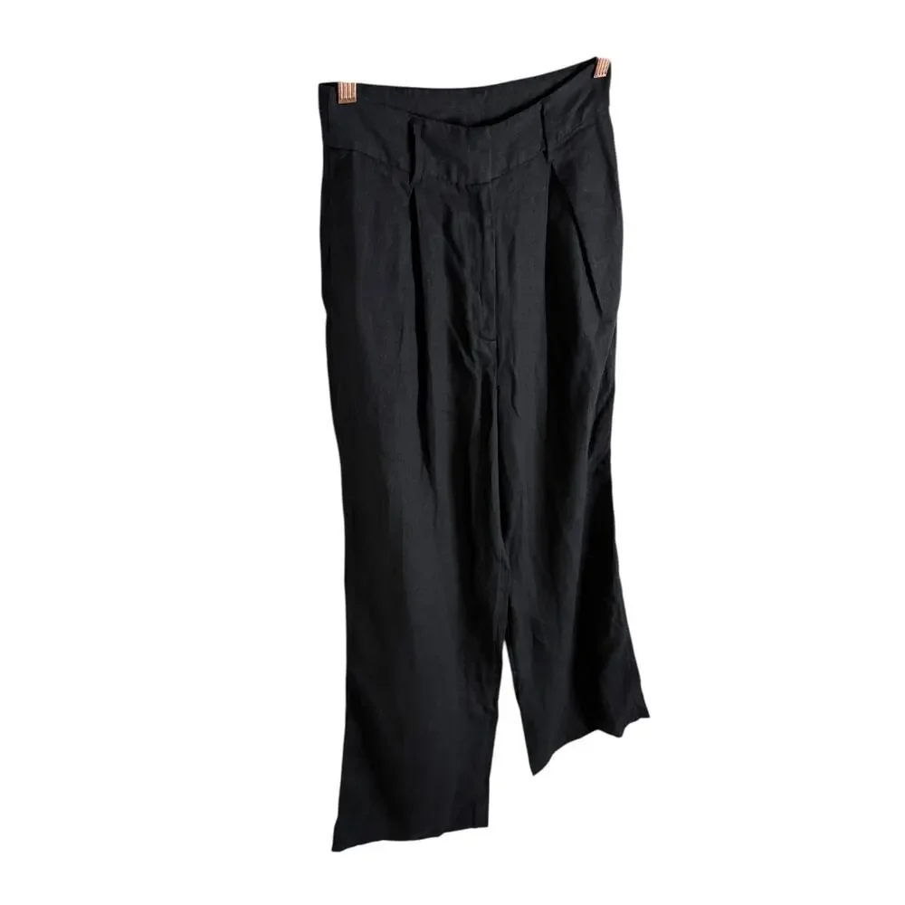 Posse Presley Linen Wide Leg Trouser Pants High Rise Pleated Minimalist Y2k XS